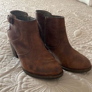 CAT waterproof leather zip up boots with heel